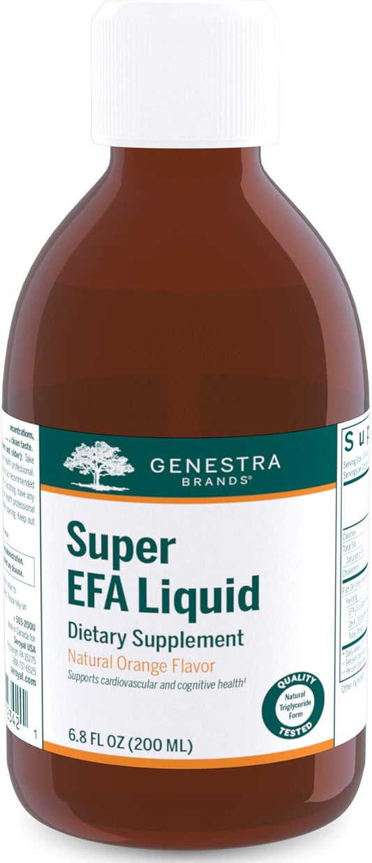 Genestra Brands Super EFA Liquid | Natural Orange Flavor | 6.8 Fl Oz | Cardiovascular and Brain Health Support for Kids and Adults
