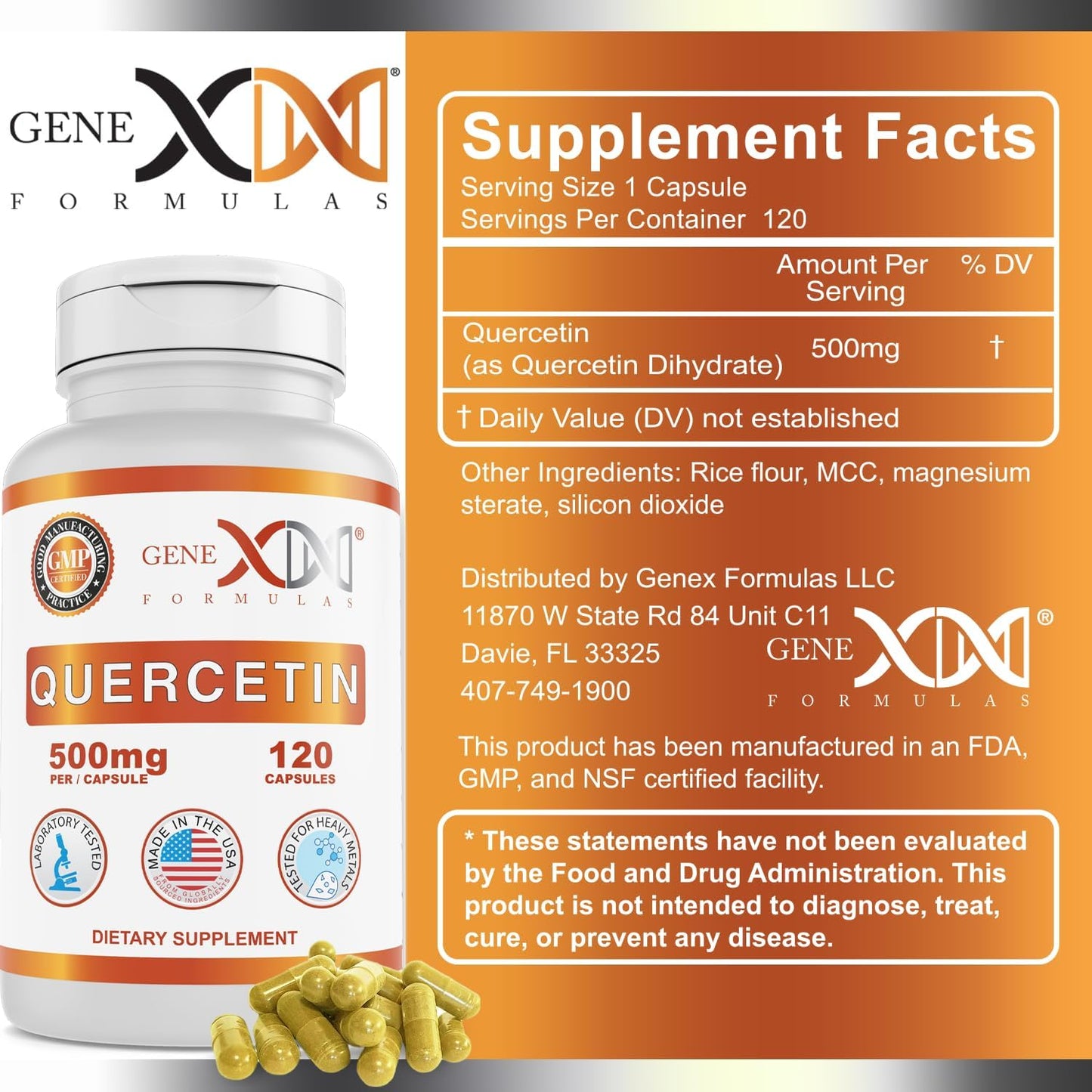 Genex Formulas Quercetin Supplement - 120 Capsules (1 Pack) - BoostGo Australia
