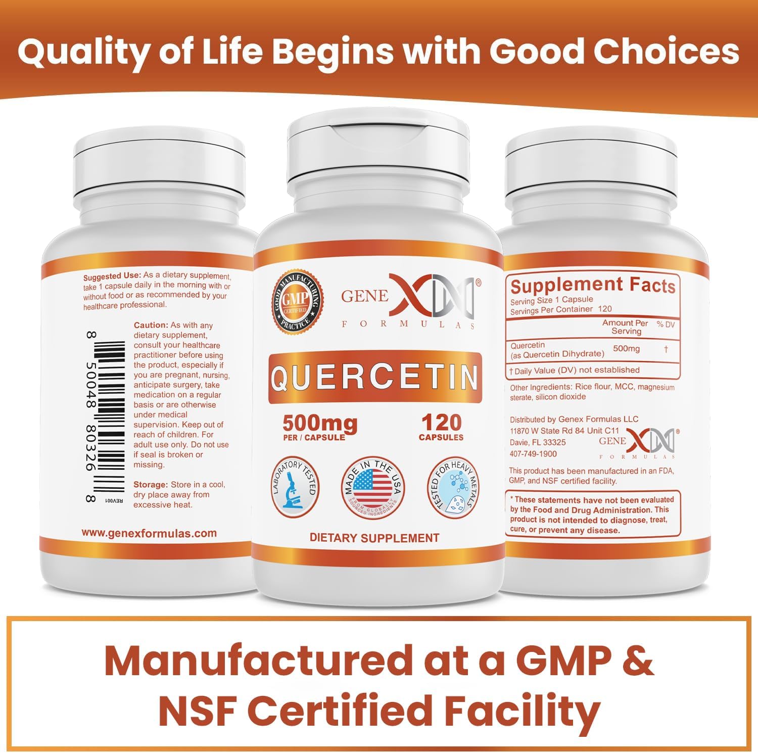 Genex Formulas Quercetin Supplement - 120 Capsules (1 Pack) - BoostGo Australia