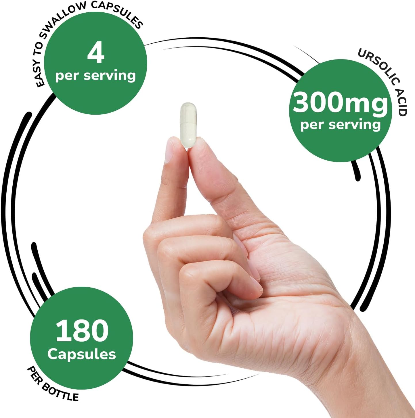 Genex Formulas Ursolic Acid 300mg Capsules - Rosemary Extract Source, Non-GMO, Gluten Free, Vegetarian - 180 Count - BoostGo Australia