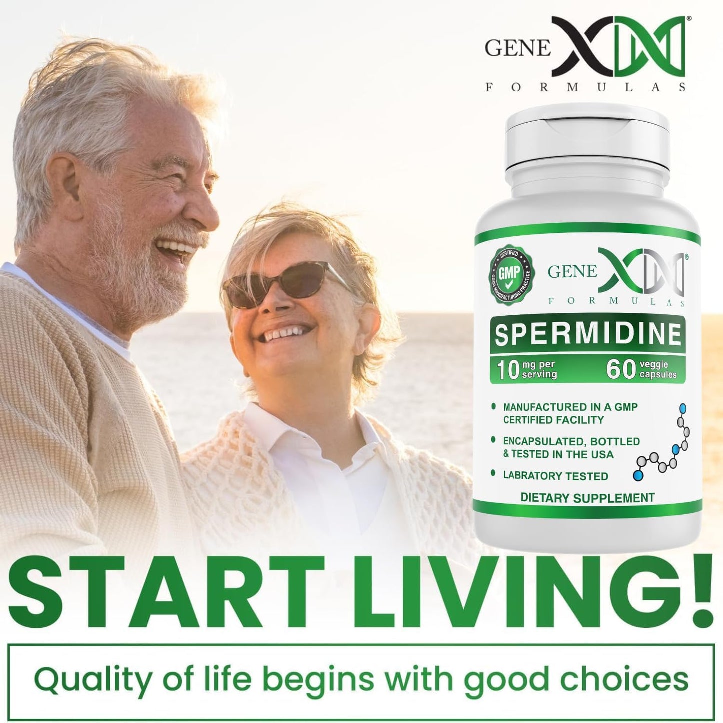 Genex Formulas Vegan Spermidine Supplement 10mg Capsules for Cell Renewal & Healthy Aging - Non-GMO, Gluten-Free (3 Pack) - BoostGo Australia