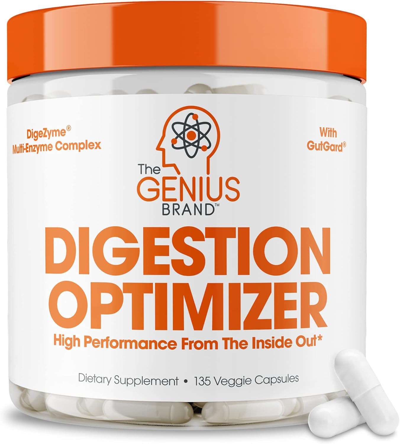 Genius Brand Digestive Enzymes - Natural Relief Formula with Bromelain, Ginger & Prebiotics - 135 Vegetarian Capsules for Digestive Support & Wellness - BoostGo Australia
