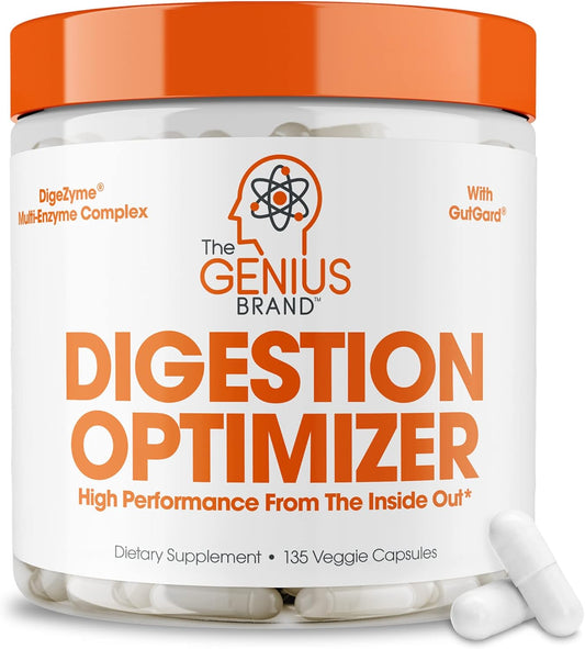 Genius Brand Digestive Enzymes - Natural Relief Formula with Bromelain, Ginger & Prebiotics - 135 Vegetarian Capsules for Digestive Support & Wellness - BoostGo Australia