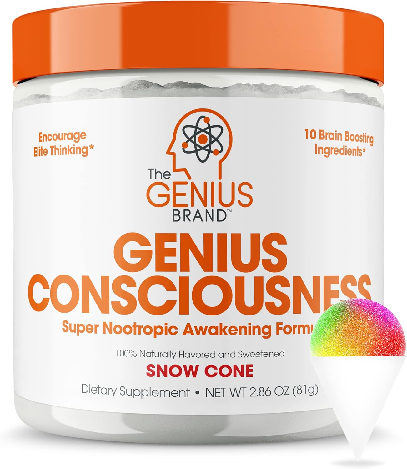 Genius Brand Hydration & Cognitive Support Bundle: Sour Peach Rings Hydrate Stick Pack & Brain Supplement Powder - Natural Electrolyte Booster & Nootropic