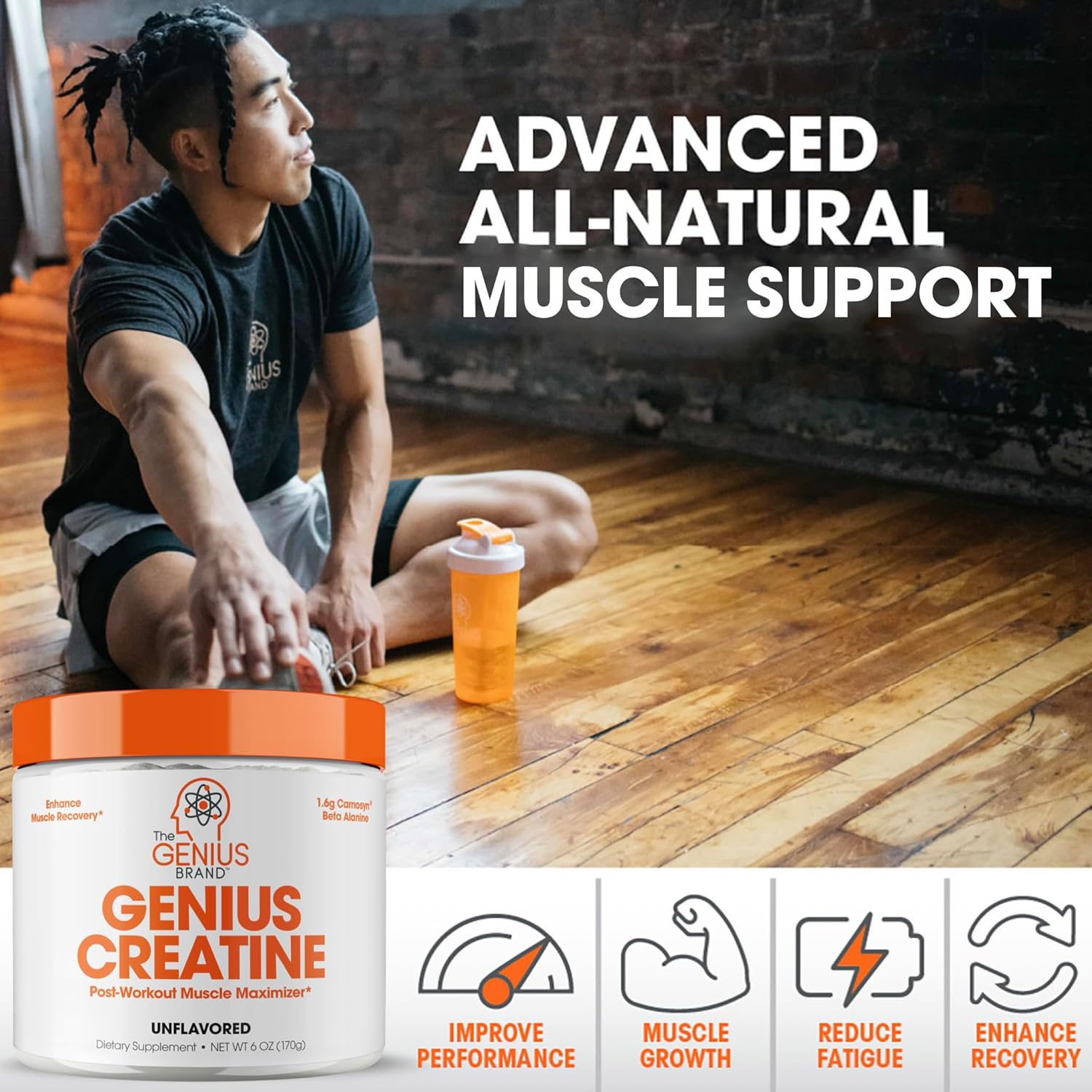Genius Brand Pre Workout Powder & Micronized Creatine Stack - Grape Flavor & Natural Nootropic Supplement