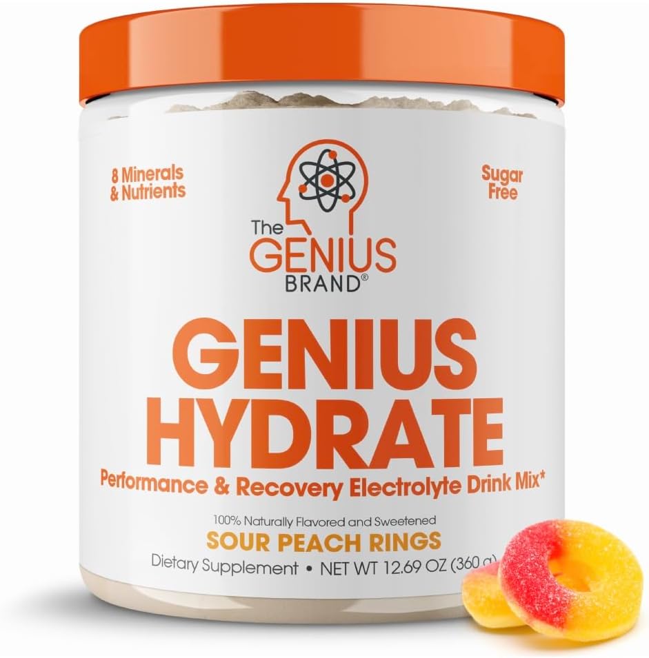 Genius Brand Wellness Bundle: Sour Peach Rings Drink Mix & Lion's Mane Focus Supplement