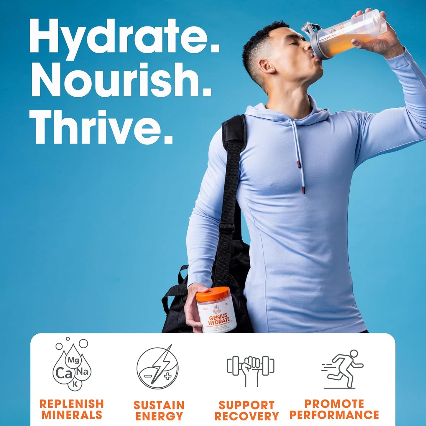 Genius Brand Wellness Bundle: Sour Peach Rings Drink Mix & Lion's Mane Focus Supplement