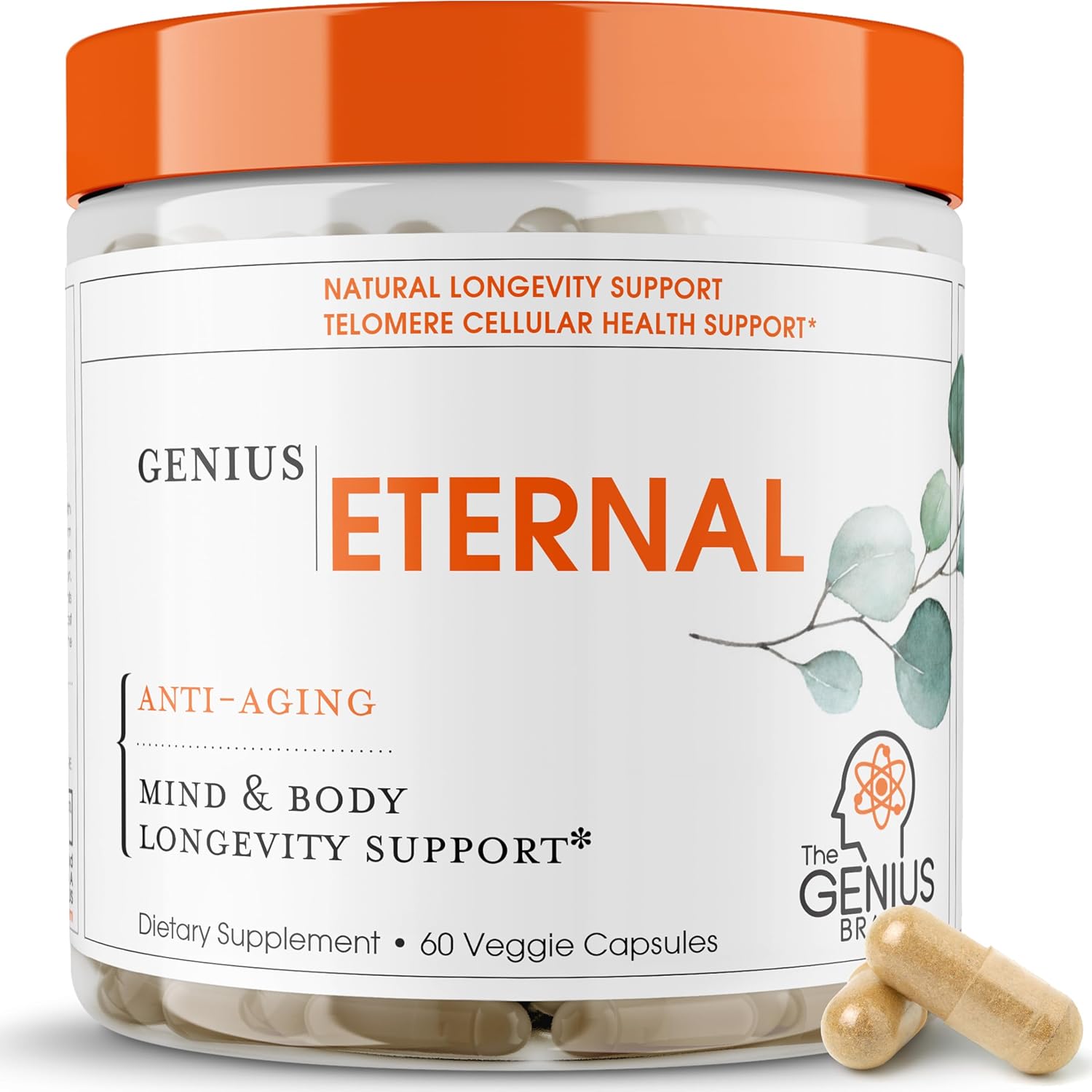 Genius Eternal Anti-Aging Supplement - Telomere Capsules for Longevity & Cellular Repair
