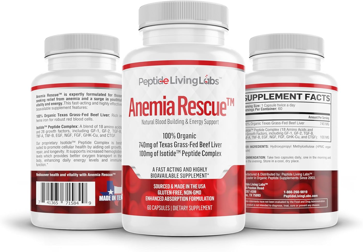 GENOSTIM GS-6 Beef Liver Peptides Supplement for Anemia Rescue, Energy & Blood Support - Grass Fed & Natural