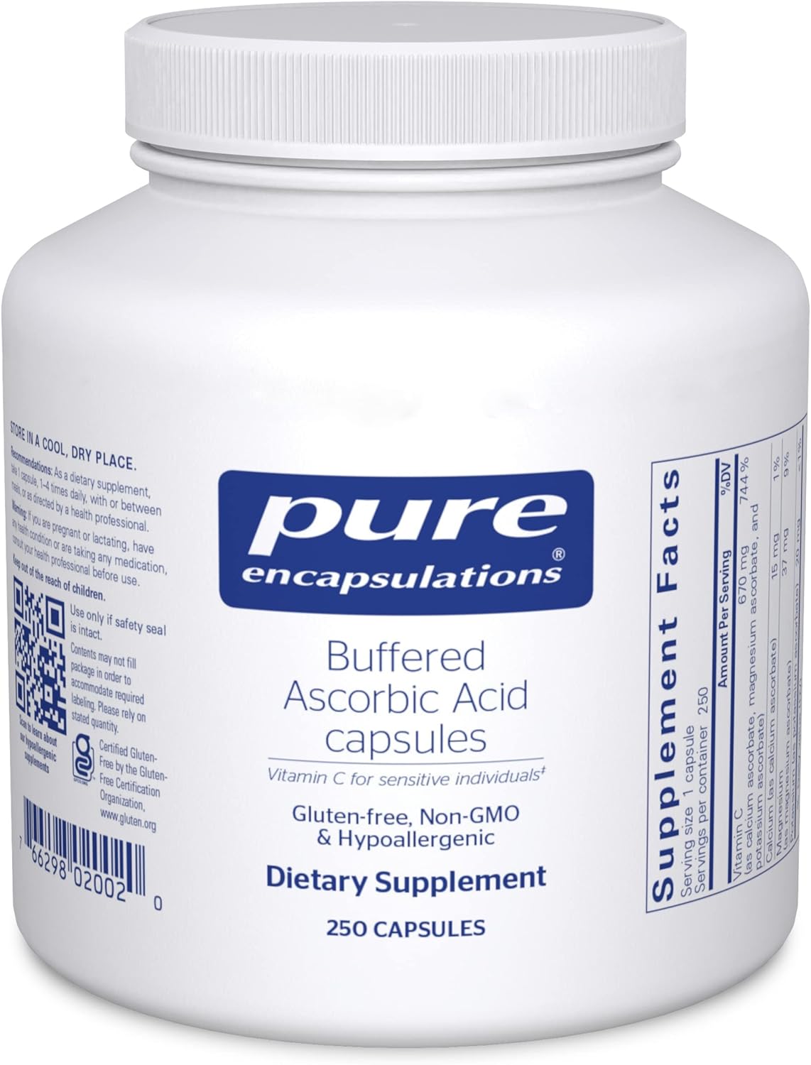 Gentle Buffered Vitamin C Capsules for Sensitive Individuals | 250 Capsules | Pure Encapsulations