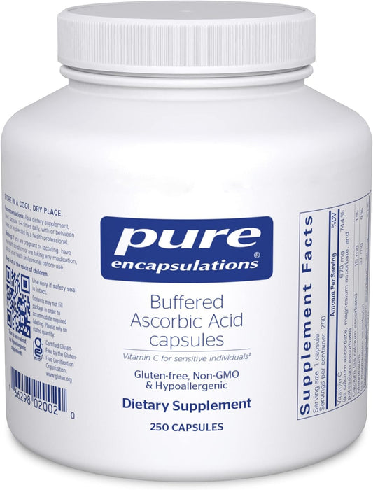 Gentle Buffered Vitamin C Capsules for Sensitive Individuals | 250 Capsules | Pure Encapsulations