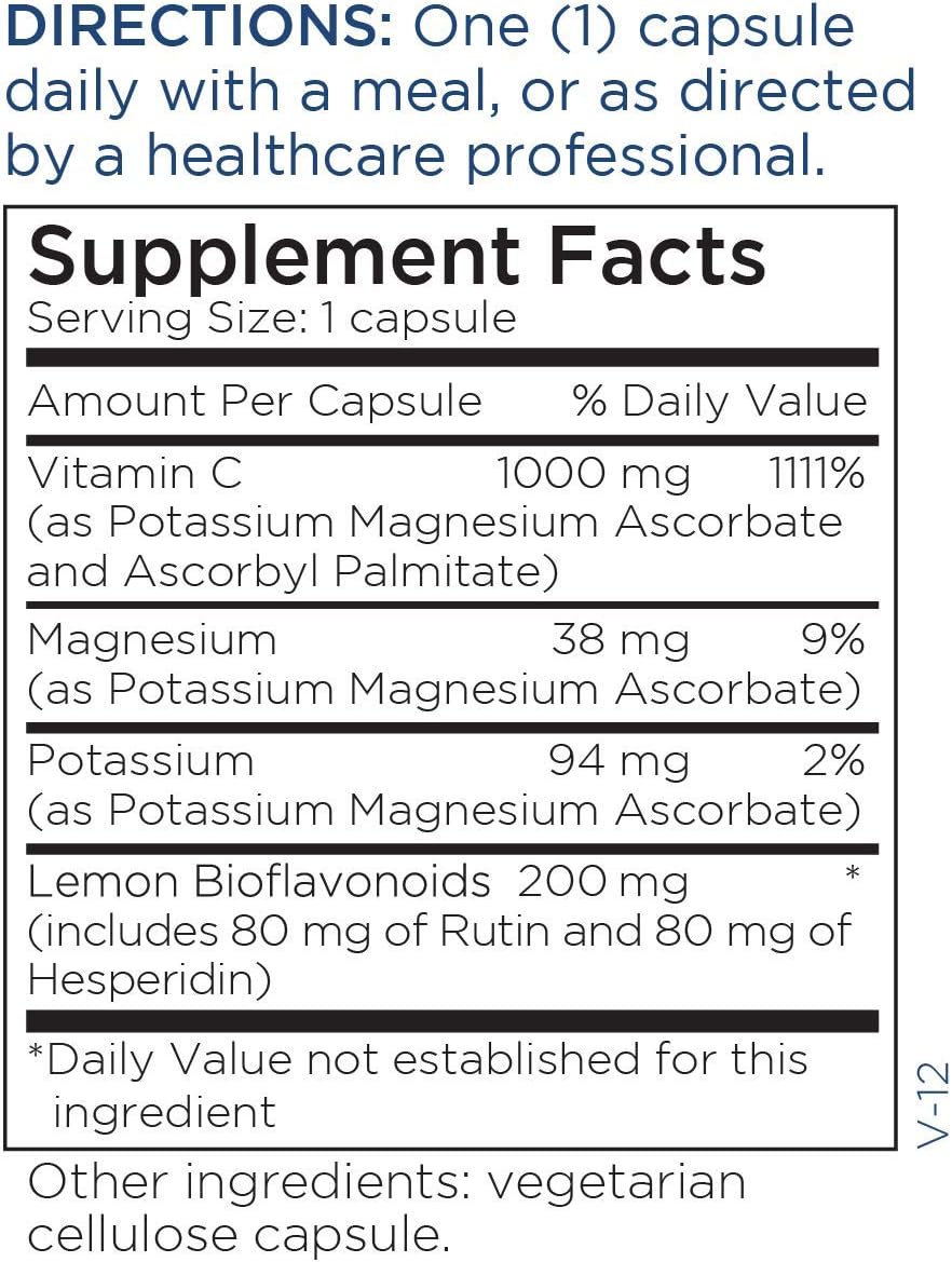 Gentle Buffered Vitamin C Supplement with Bioflavanoids for Sensitive Stomachs - Tissue and Immune Support - 90 Capsules