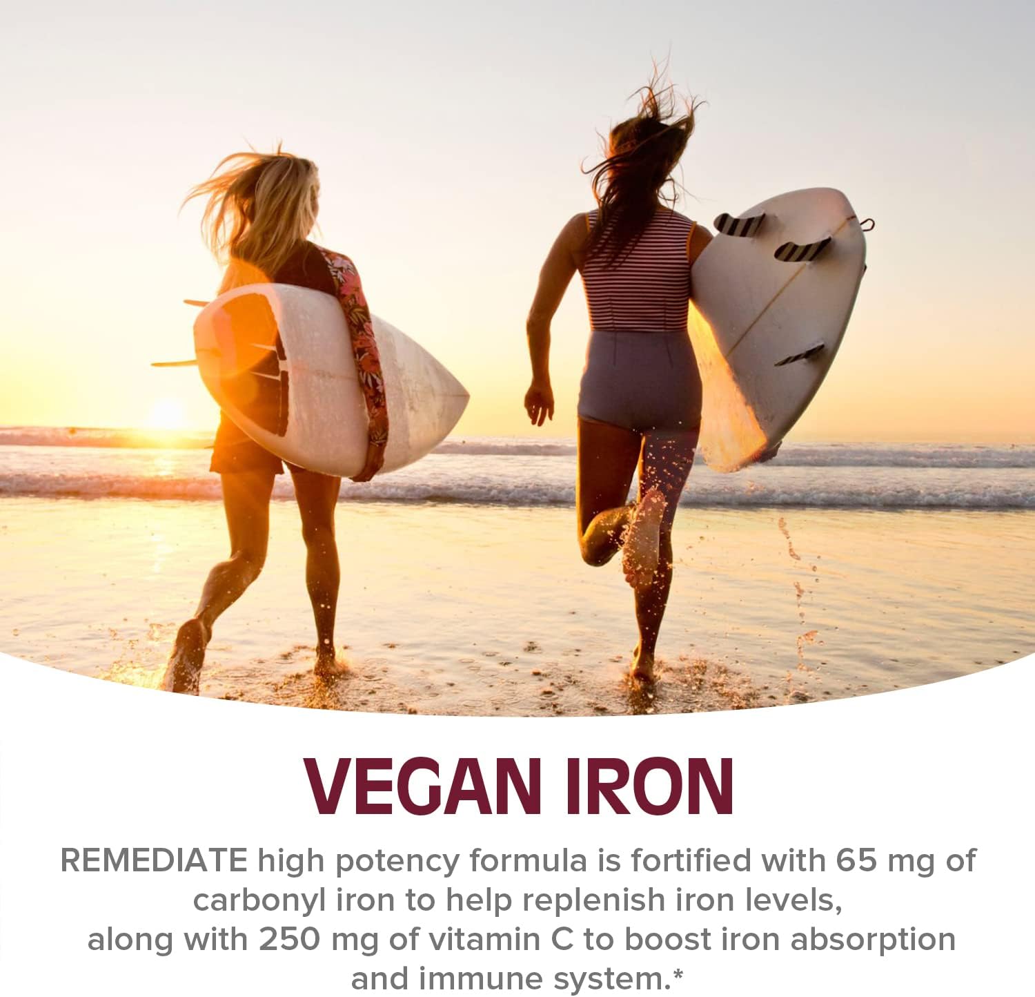 Gentle Iron Supplement with Vitamin C for Energy Support and Red Blood Cell Formation, 65mg, Vegan, Non-GMO, 60 Tablets