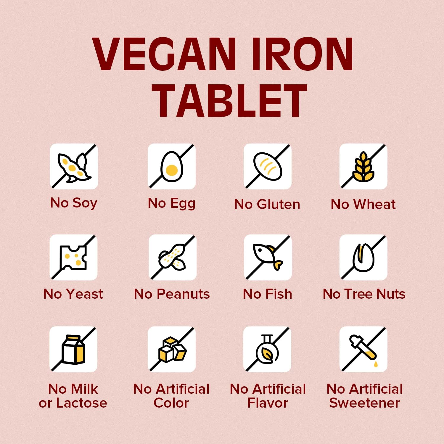 Gentle Iron Supplement with Vitamin C for Energy Support and Red Blood Cell Formation, 65mg, Vegan, Non-GMO, 60 Tablets