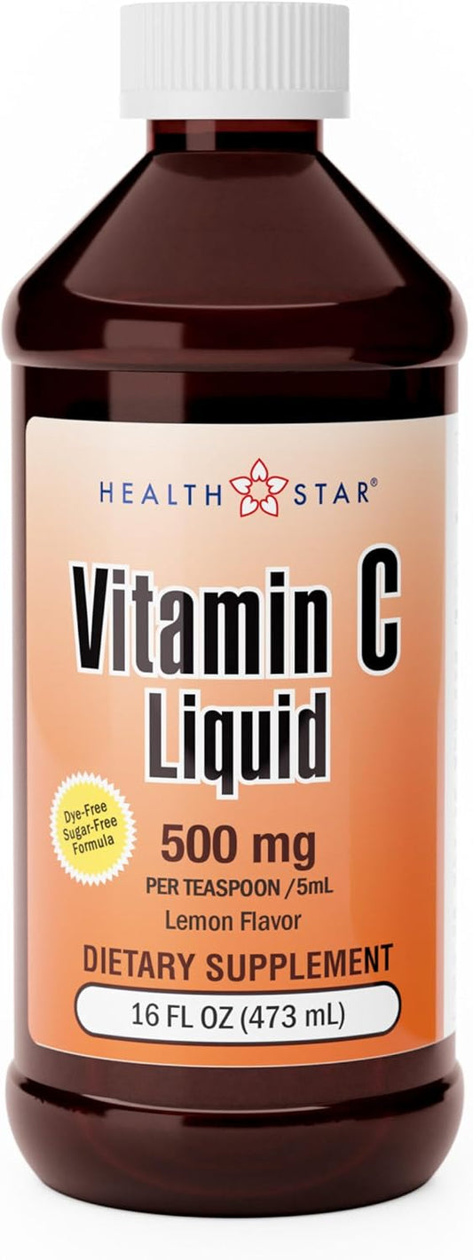 Geriatricare 500mg Liquid Vitamin C Supplement - Orange Flavored Immune System Booster - 16 Fl Oz Bottle