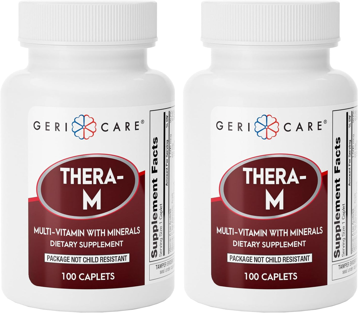 GeriCare Thera High Potency Multivitamin with Minerals, 100 Count Caplets - Pack of 2