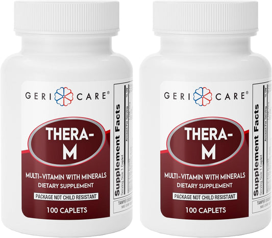 GeriCare Thera High Potency Multivitamin with Minerals, 100 Count Caplets - Pack of 2