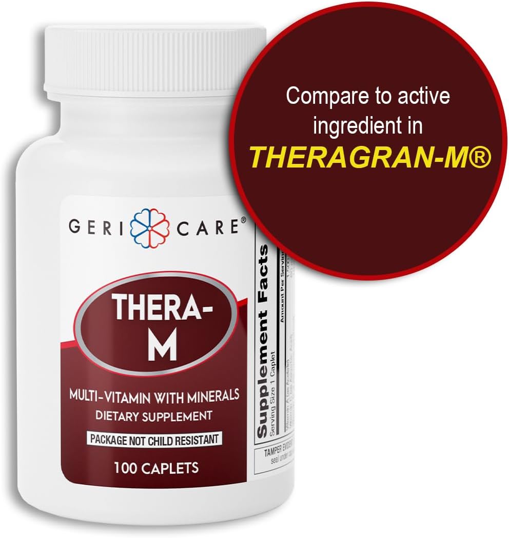 GeriCare Thera High Potency Multivitamin with Minerals, 100 Count Caplets - Pack of 2
