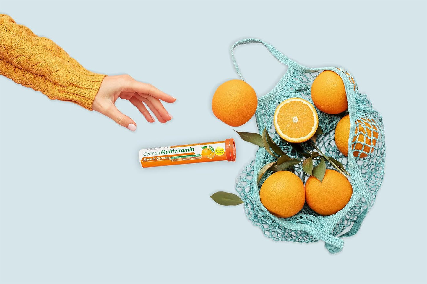 German Made T&D Multivitamin Effervescent Tablets - 10 Vitamins, 480 Vegan Orange Drink Tablets