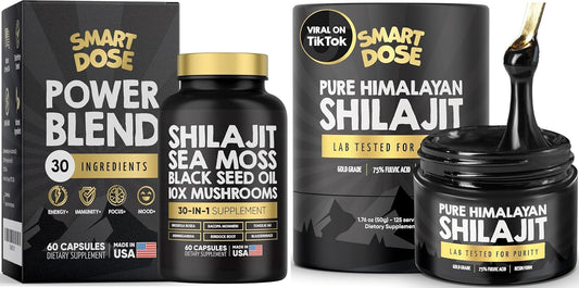 Get Double the Benefits with 2X Smart Dose Power Blend Capsules and 1x Smart Dose Pure Himalayan Shilajit Resin