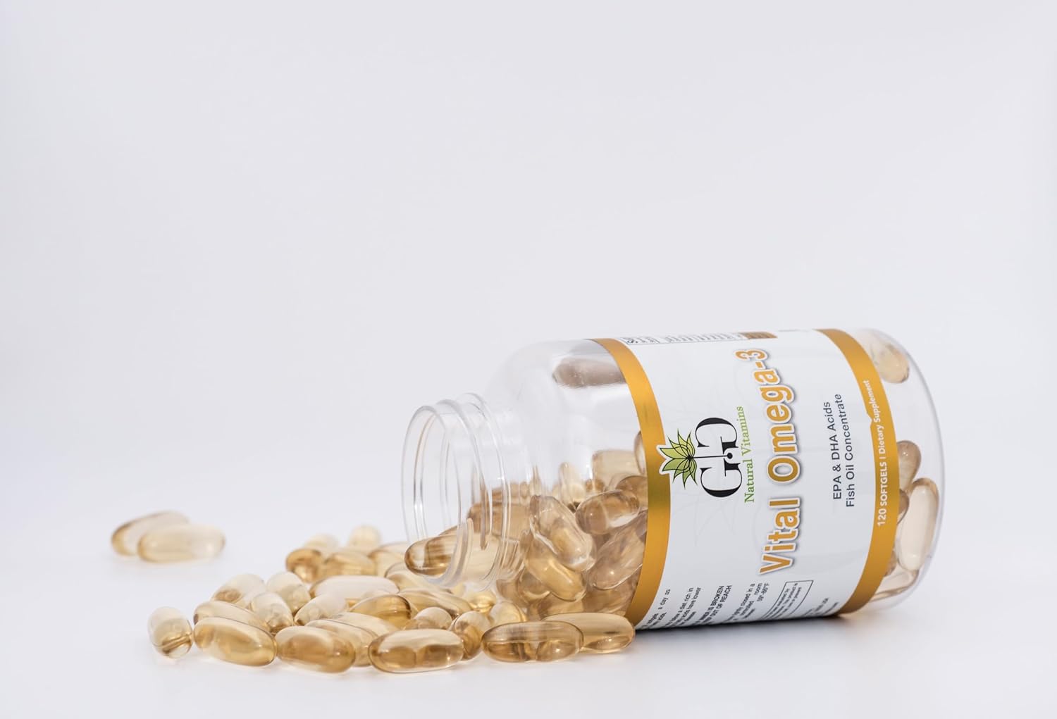 GG Natural Vitamins Vital Omega-3 Softgels - 120 Count, Unflavored Fish Oil Supplement for Heart and Brain Health