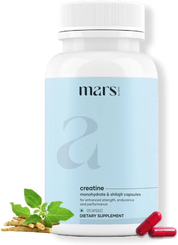 GHC Micronized Creatine Monohydrate Capsules with Shilajit & Ashwagandha - 120 Count - Pure & Natural - Overall Wellness - BoostGo Australia