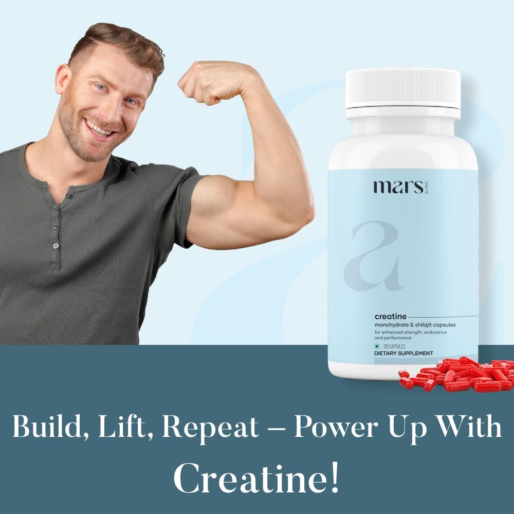 GHC Micronized Creatine Monohydrate Capsules with Shilajit & Ashwagandha - 120 Count - Pure & Natural - Overall Wellness - BoostGo Australia