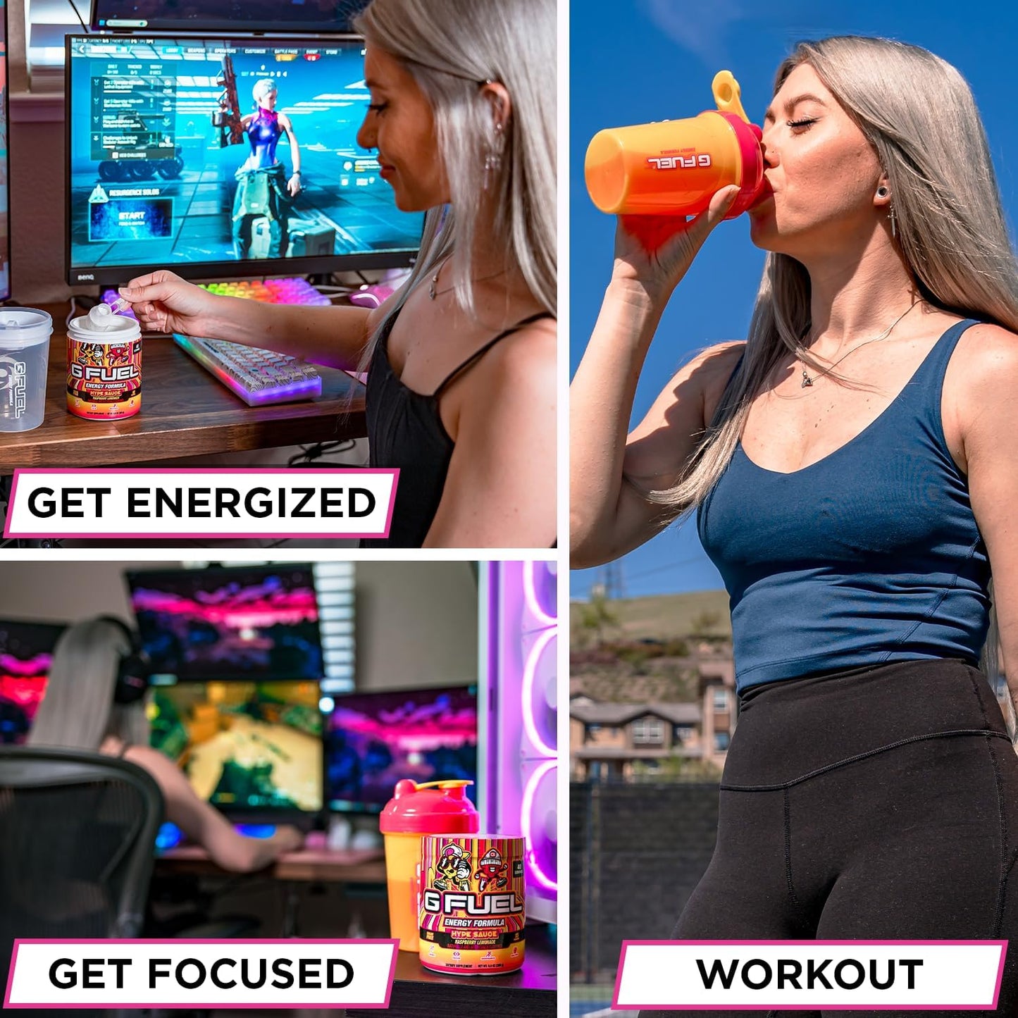 Ghost Face G Fuel Energy Drink Powder: Pre Workout Mix for Gaming, Sugar Free with Focus Amino, Vitamins, Antioxidants - Cherry Green Apple Flavor - 9.9oz (40 Servings)