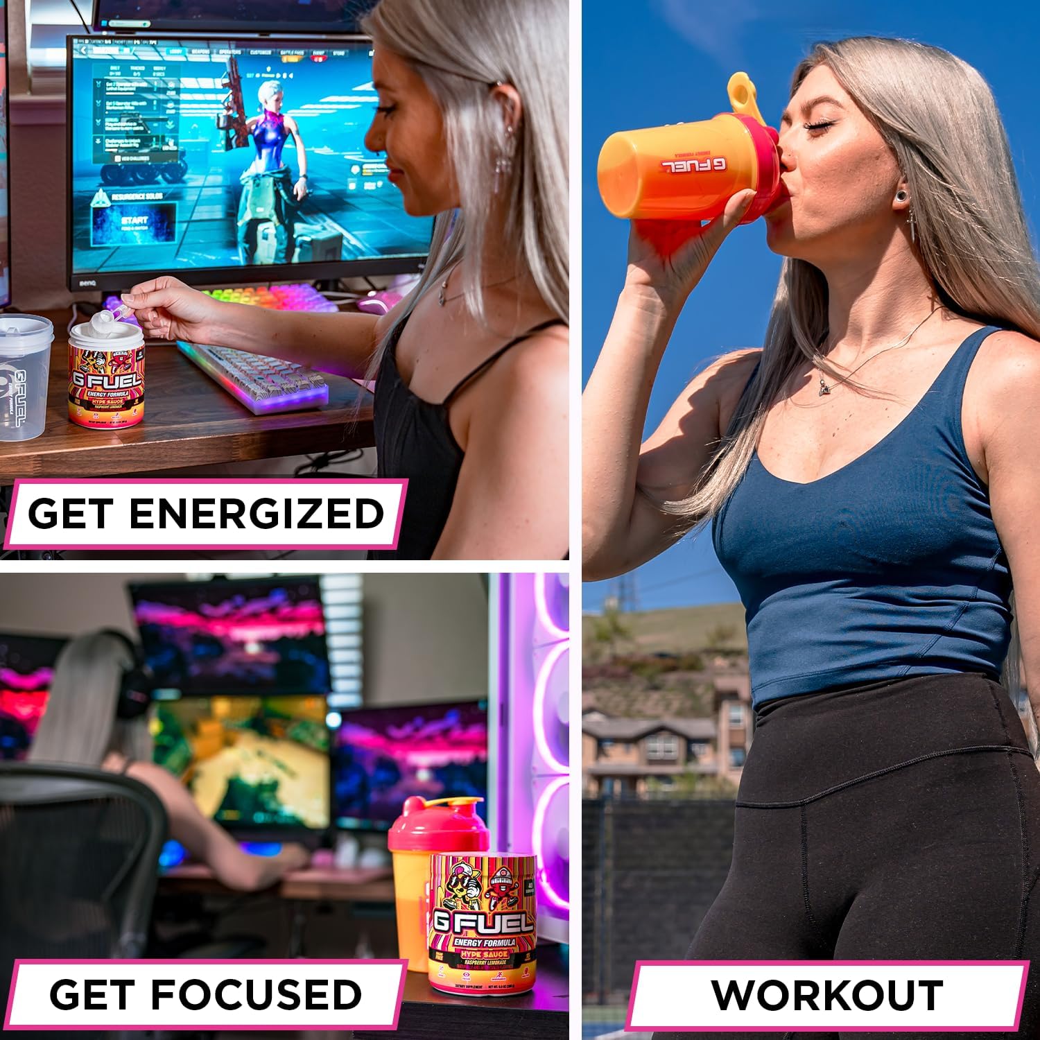 Ghost Face G Fuel Energy Drink Powder: Pre Workout Mix for Gaming, Sugar Free with Focus Amino, Vitamins, Antioxidants - Cherry Green Apple Flavor - 9.9oz (40 Servings)