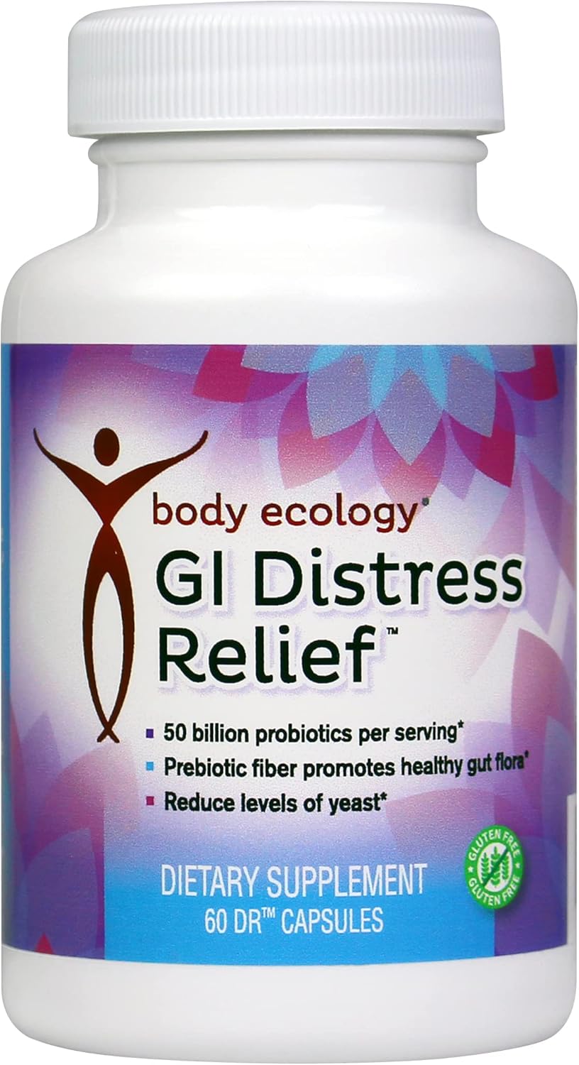 GI Distress Relief Probiotics Supplement - Gut Support - Non-GMO - 60 Capsules