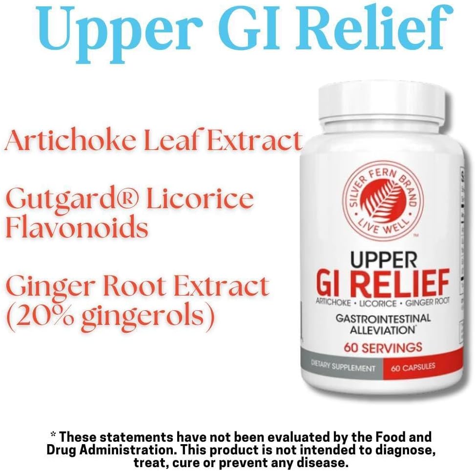 GI Relief Herbal Supplement - Natural Digestive Support with Artichoke, Ginger, and Licorice - 2 Bottles, 120 Capsules