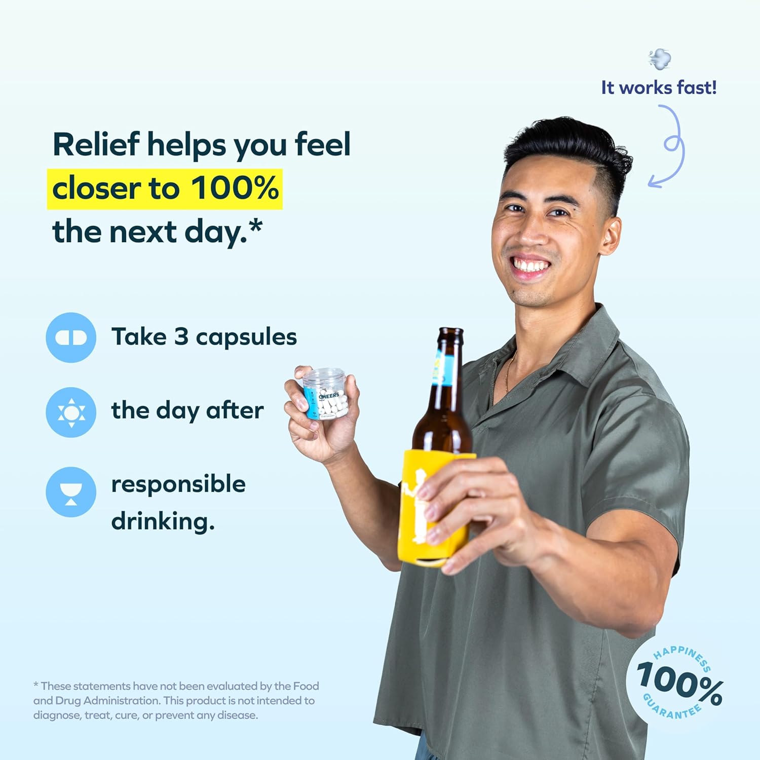 Ginger and White Willow Bark Hangover Relief Supplement | Next-Day Recovery Aid | 36 Doses | L-Theanine, Caffeine | Feel Better Post-Drinking