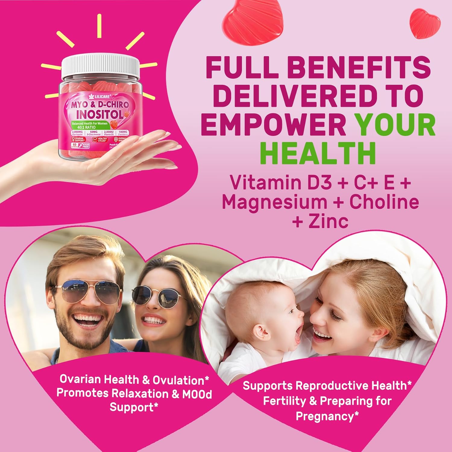 Ginger Chews and Inositol Gummies Bundle - Ideal 40:1 Ratio for Myo & D-Chiro Inositol - LILICARE