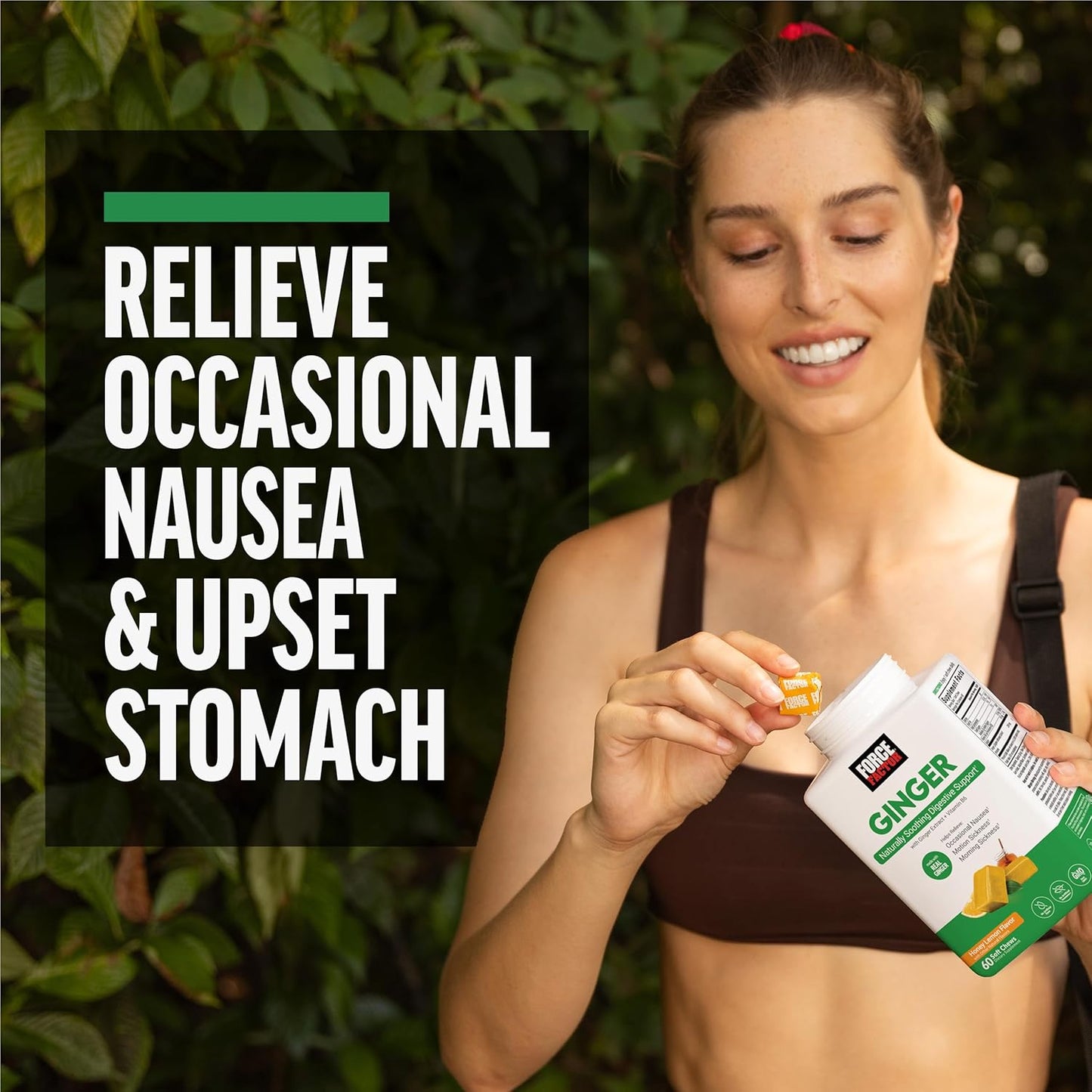 Ginger Chews with Vitamin B6 for Nausea Relief and Digestive Support, 60 Honey Lemon Ginger Flavored Soft Chews