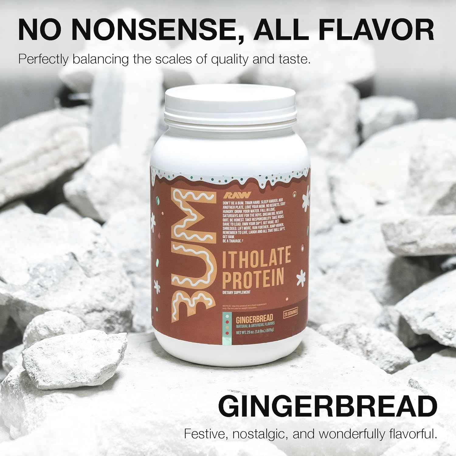 Gingerbread Whey Isolate Protein Powder - Grass-Fed Sports Nutrition for Muscle Growth & Recovery - Low-Fat, Low Carb, 25 Servings