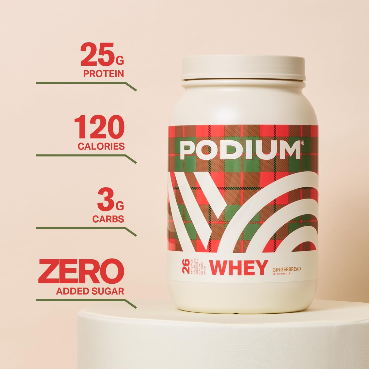 Gingerbread Whey Protein Powder with Digestive Enzymes - 25g Protein Per Serving - Gluten Free - Low Carb & Sugar - 27 Servings