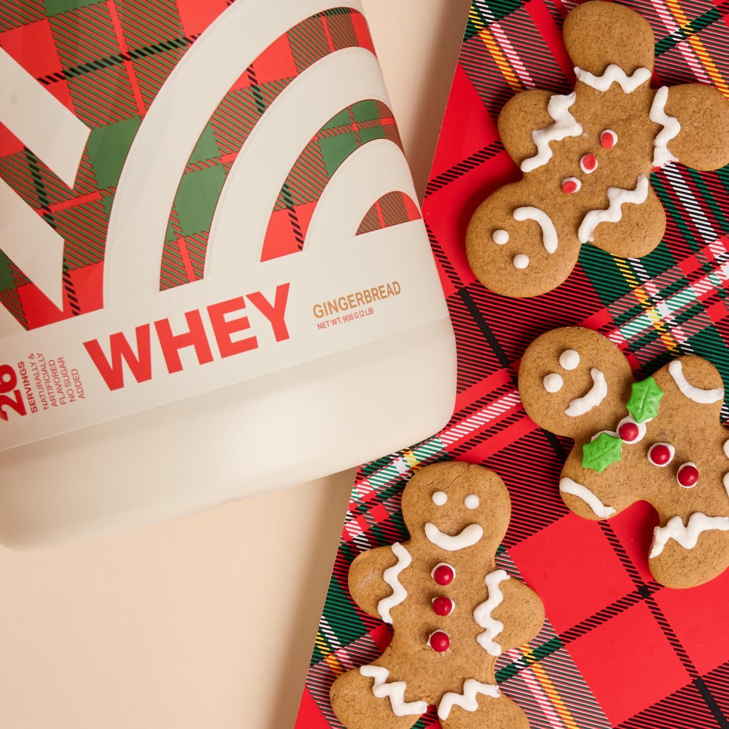 Gingerbread Whey Protein Powder with Digestive Enzymes - 25g Protein Per Serving - Gluten Free - Low Carb & Sugar - 27 Servings