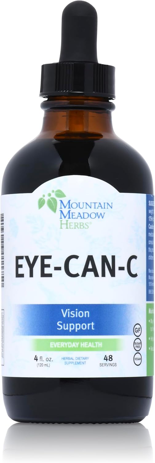 Gingko Biloba Herbal Vision & Eye Support Supplement - Mountain Meadow Herbs Eye-Can-C 4.0 Oz for Night Vision & Glare Reduction