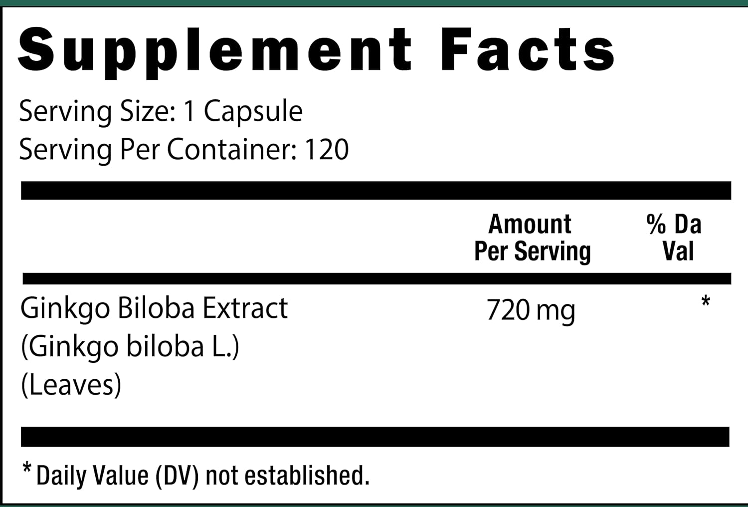 Ginkgo Biloba 720mg Capsules for Brain Function & Memory Support - 120 Vegetarian Capsules by Viva Doria