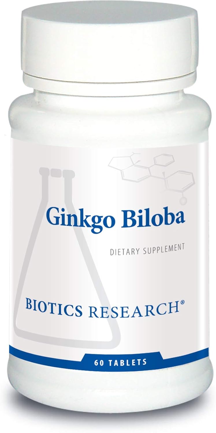 Ginkgo Biloba Brain Supplement with 24% Standardized Extract for Focus, Energy, Memory, Healthy Aging - 60 Tablets.