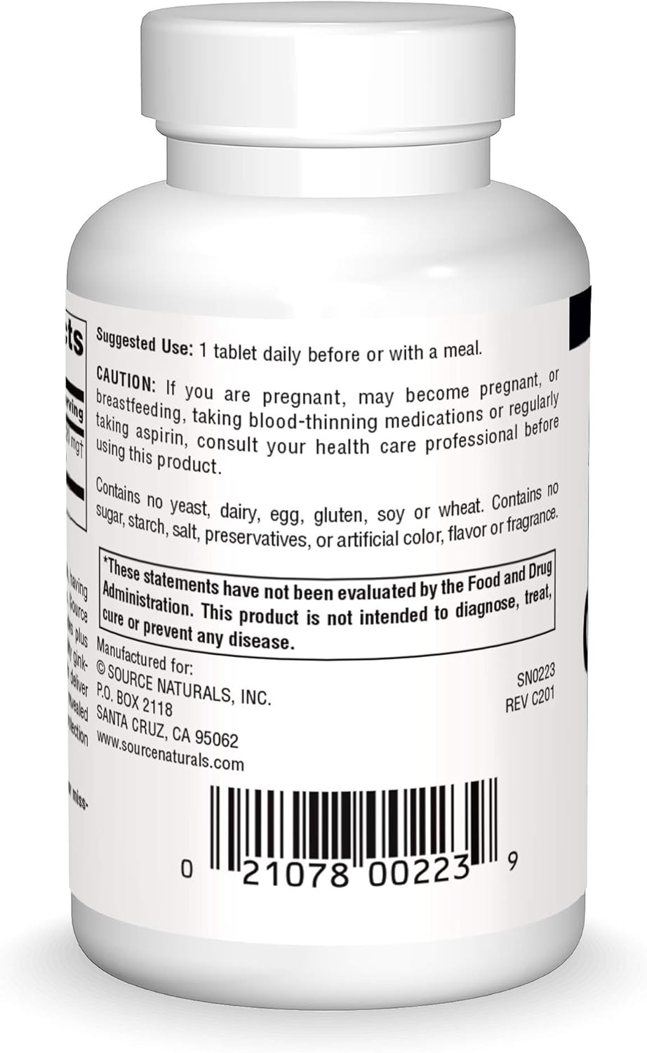 Ginkgo Biloba Extract 120mg Tablets for Mental Acuity - Source Naturals Ginkgo-24 - 120 Count