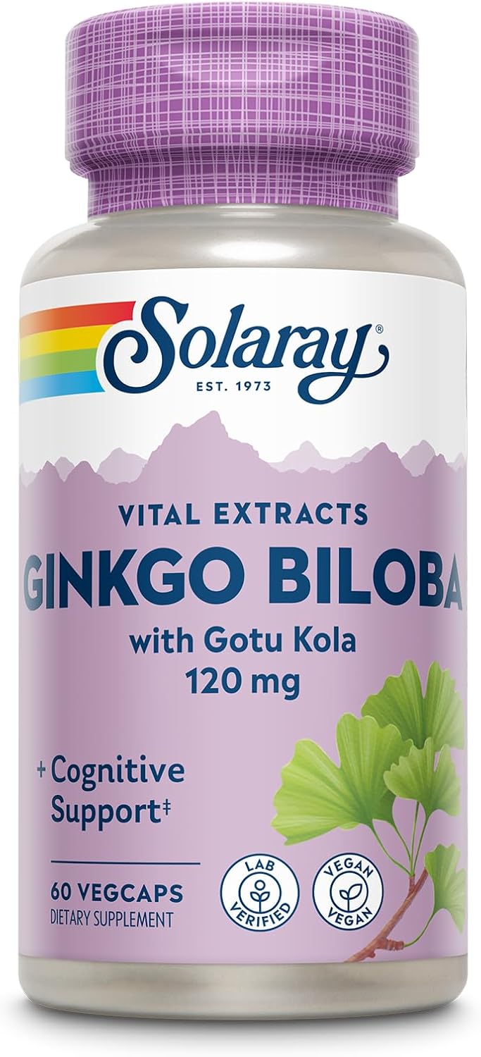 Ginkgo Biloba Extract with Gotu Kola Capsules for Brain Health Support - Vegan, Lab Verified - 60 Servings, 60 VegCaps - 60-Day Guarantee