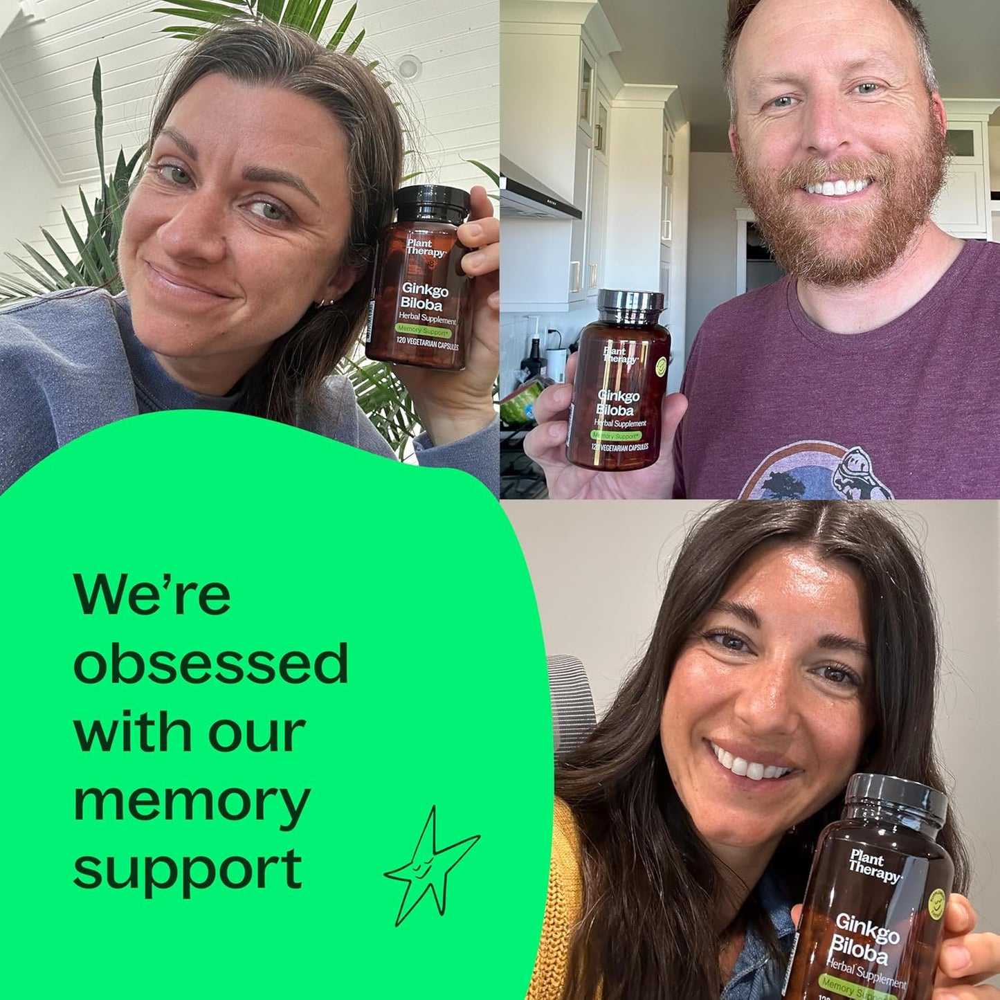 Ginkgo Biloba Herbal Supplement Capsules for Memory & Cognitive Function - 120 Vegetarian Capsules - USA Made - Antioxidant-Rich - Plant Therapy