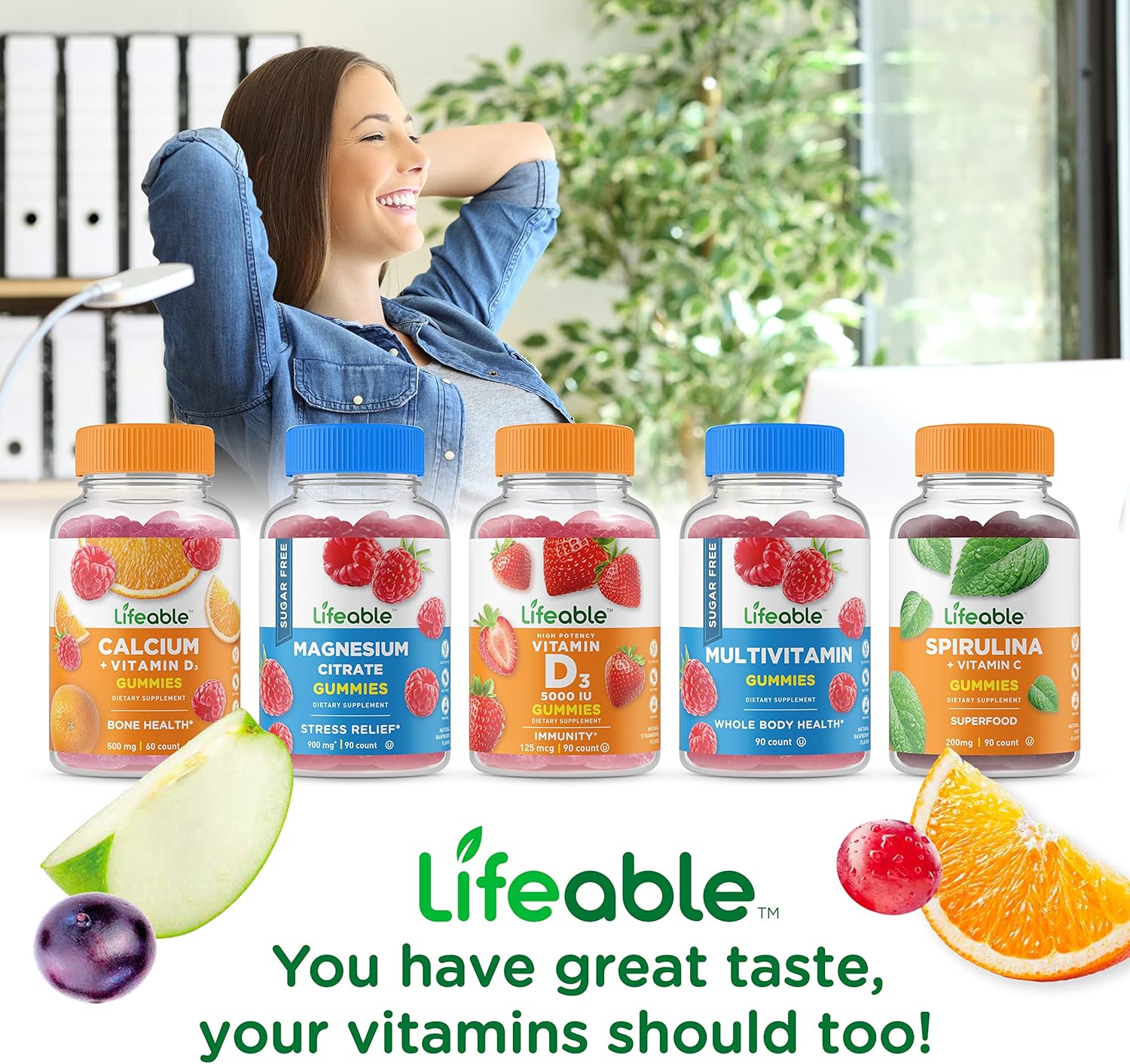 Ginkgo Biloba & L-Theanine Gummy Vitamins for Focus & Relaxation - Vegan & Gluten-Free - 60 Gummies for Men & Women