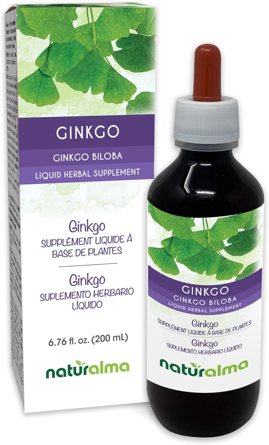 Ginkgo Biloba Leaf Alcohol-Free Tincture - 6.76oz Liquid Extract Drops - Herbal Vegan Supplement