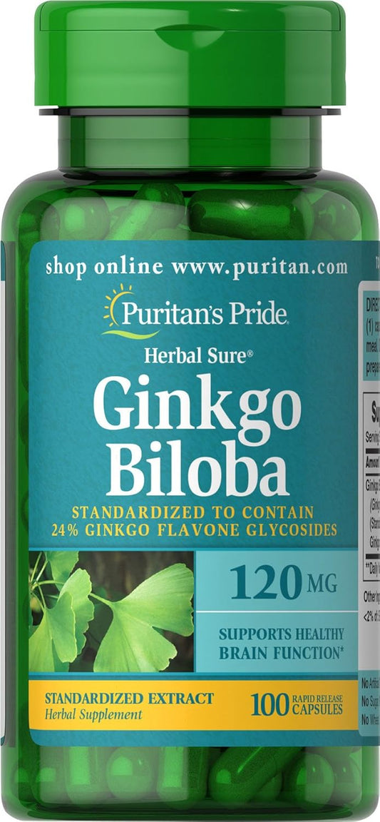 Ginkgo Biloba Standardized Extract 120mg Capsules - Puritan's Pride