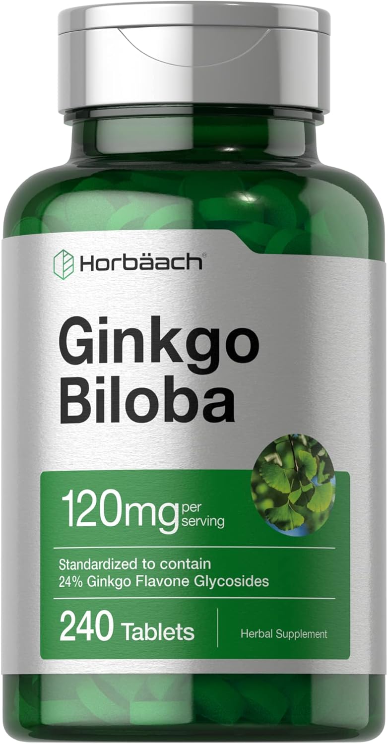 Ginkgo Biloba Supplement 120mg | 240 Tablets | Herbal Extract | Flavone Glycosides | Vegetarian, Non-GMO, Gluten Free