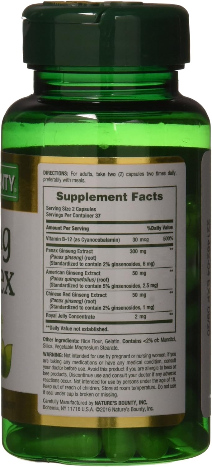 Ginseng Complex Plus Royal Jelly Capsules - Nature's Bounty - 75 Count