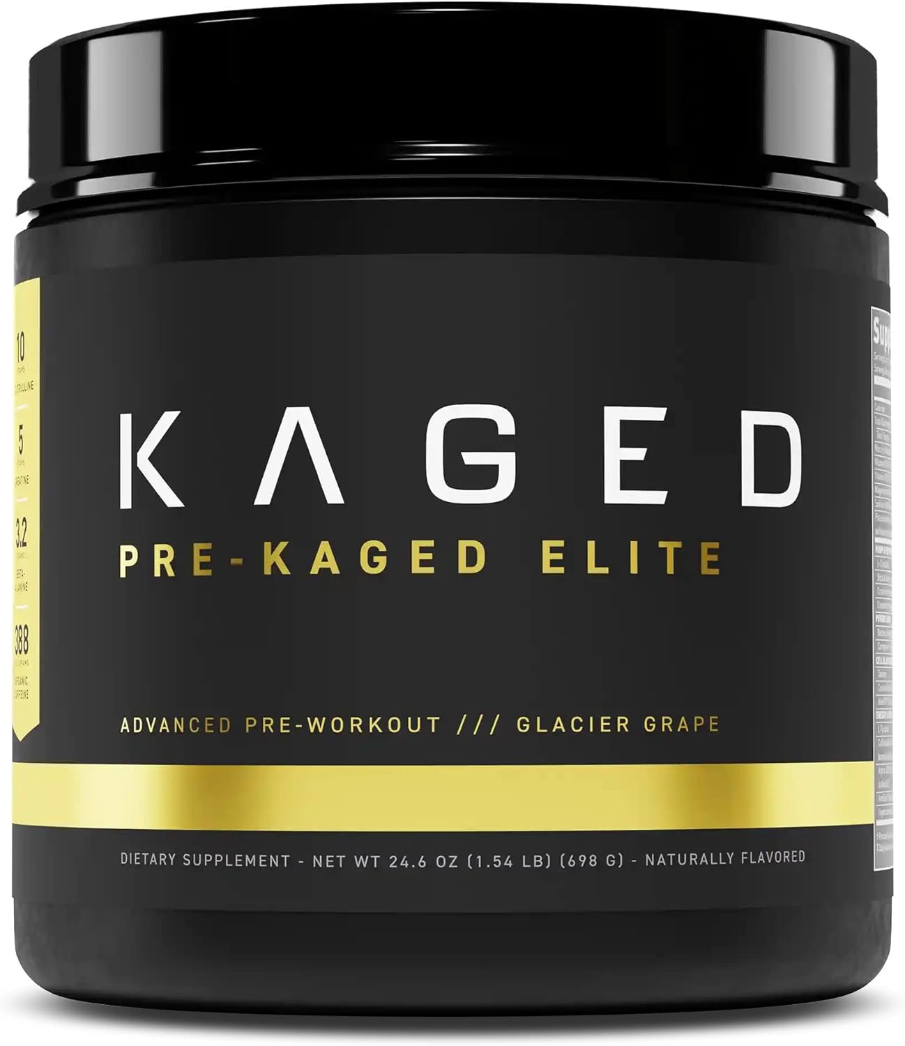 Glacier Grape Pre-Kaged Elite High Stimulant Pre Workout Powder with L-Citrulline, Creatine, Beta Alanine, and 388mg Caffeine - Nitric Oxide Booster - 20 Servings