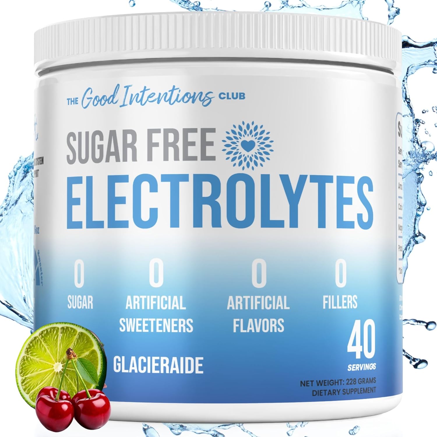 Glacierade Flavor Electrolytes Powder - 40 Servings, Sugar Free & Zero Artificial Sweeteners - Hydration Powder for The Good Intentions Club